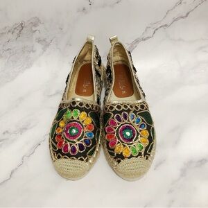 Patrizia Spring Step Maylis Embroidered Espadrilles Slip On Flat Shoes 38 US 7.5
